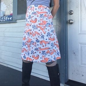 Handmade vintage fox print skirt